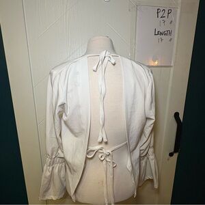 That's‎ It! White Open Back Tie Front Bell Sleeve Cropped Top Coquette Aesthetic